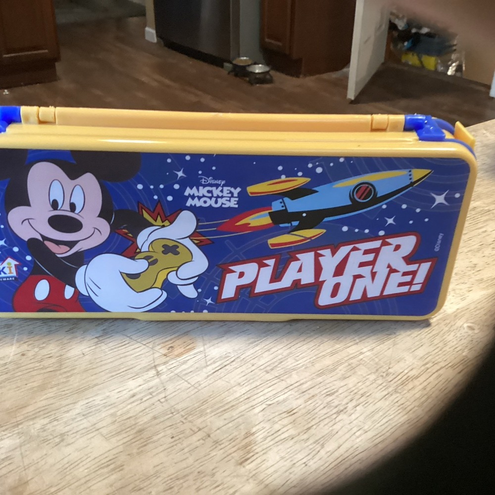 Disney Mickey Mouse Player One Pencil Case Japan Import Blue Yellow Stationery